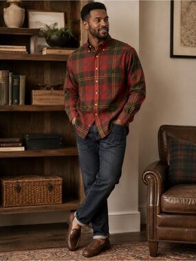 Polo Ralph Lauren Men’s Plaid Button Down Shirt Classic Red & Green Long Sleeve